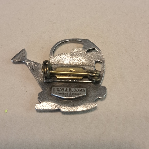 Lot Of 2 Vintage Pewter Birds And Blooms Brooches Pins 2000 2008 - Picture 3 of 6